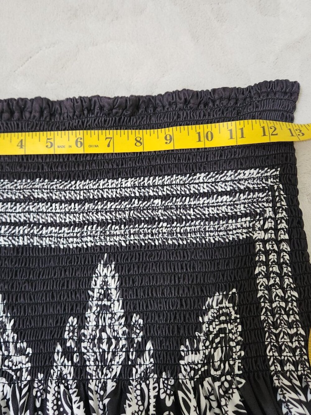 Venus Women’s Boho Strapless Black White Smocked Tube Top Maxi Dress Size 1X - Picture 6 of 10